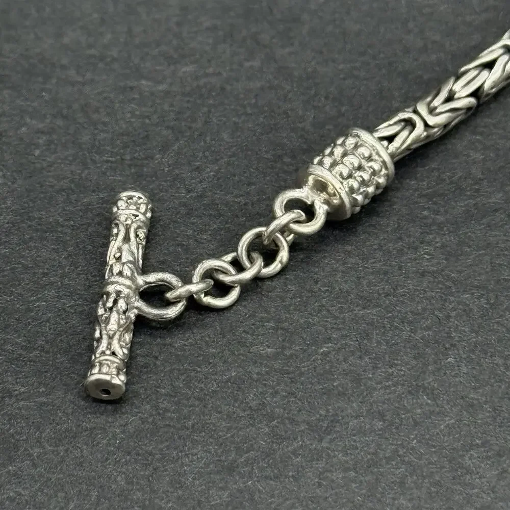 STS Heavy 22g Sterling Silver Heart Byzantine Toggle Bracelet Bali Indonesia 925